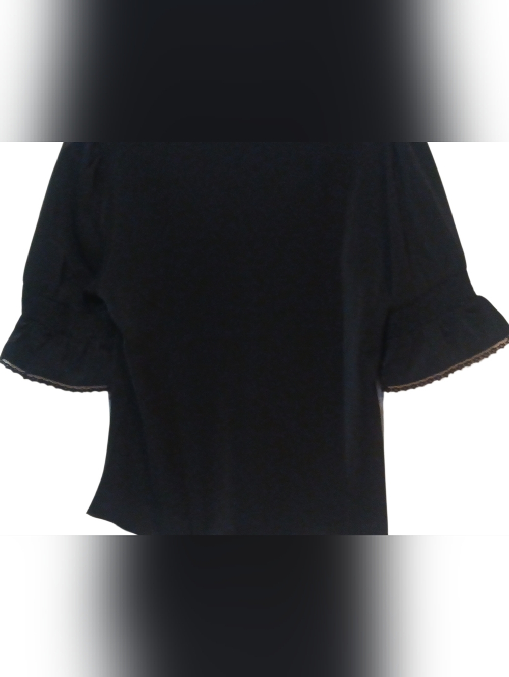 Allegra K - NWOT, Black Blouse W/ Lace Trim, Ruffles In Front & Sleeves, Size M - Picture 5 of 10